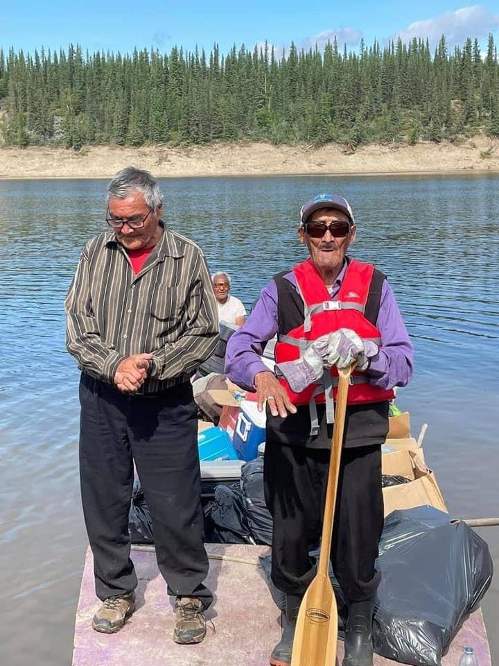 Joe Orlias, left, and Gabe Kochon during a paddle trip near Fort Good Hope in the summer of 2021. photo courtesy of Isabel Orlias