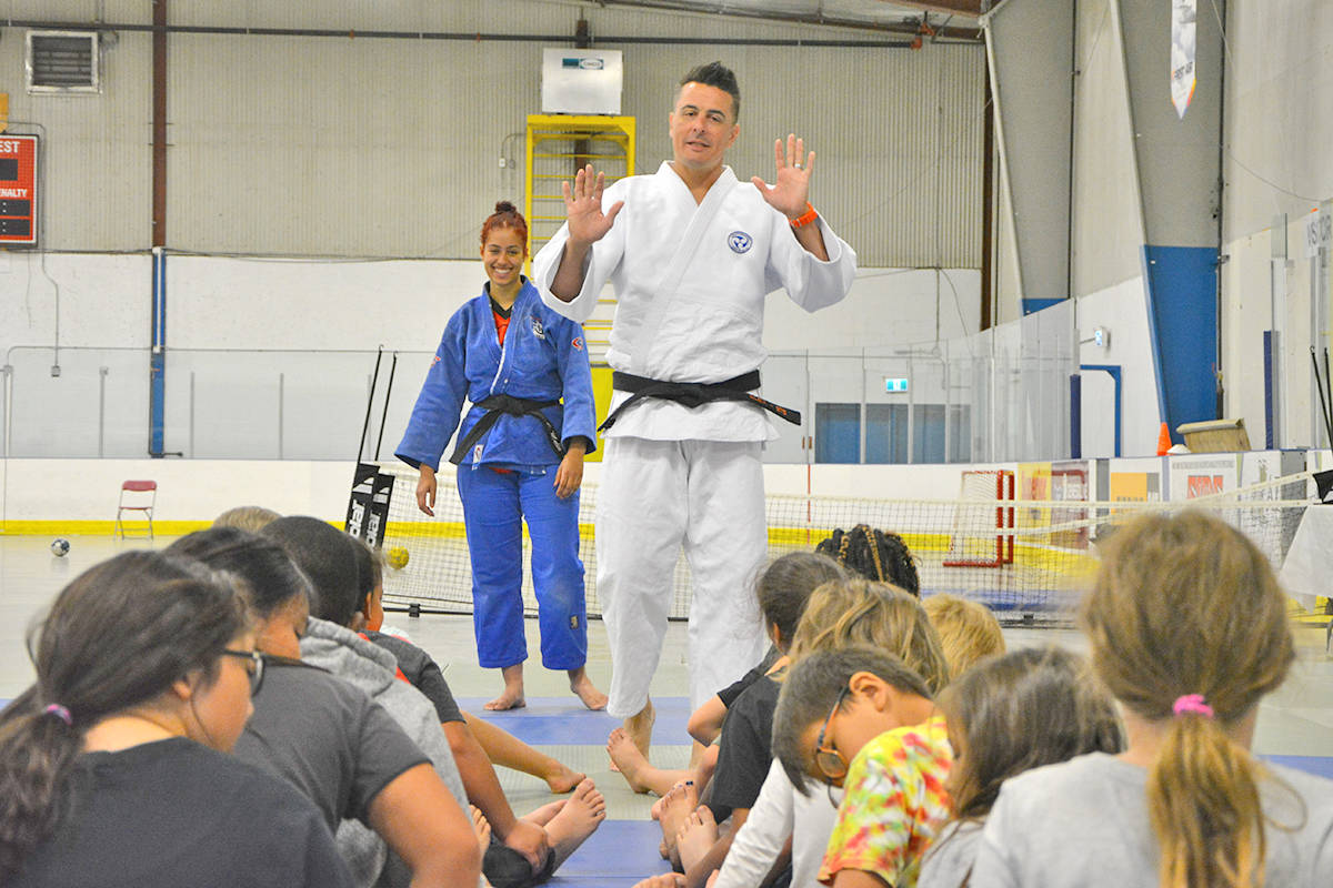Judo instructor Alexandre Paysan and assistant Chlo茅 Malin lead a class held in August. More are planned for young people later this month. Photo courtesy of Alexandre Paysan
