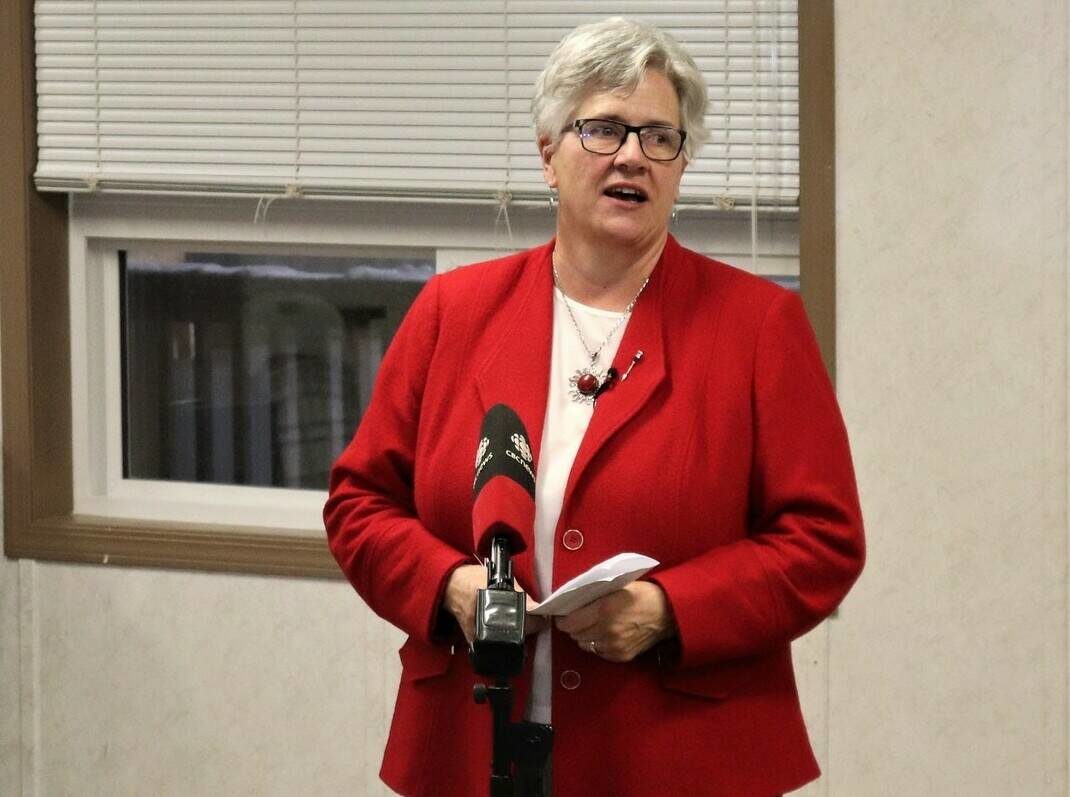 Julie Green, health minister, expressed many thanks during the open house of the Temporary Day Shelter on Dec. 9. The shelter can be found at old Northern Frontier Visitors Centre location and operates from 6:30 a.m. in the morning to 7 p.m. in the evening. Ethan Butterfield/NNSL photo