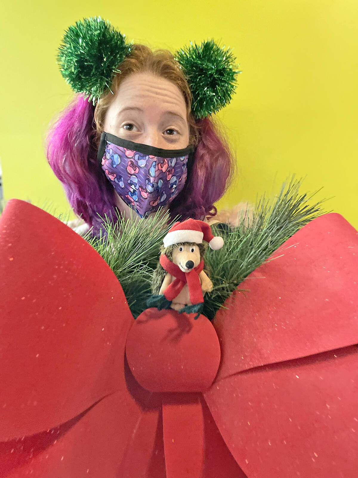 Chelsey Makaro dons herself some festive apparel for every single one of her December work shifts with the Business Services Team – managing never to repeat the same colour palette twice! Photo courtesy of Inclusion NWT