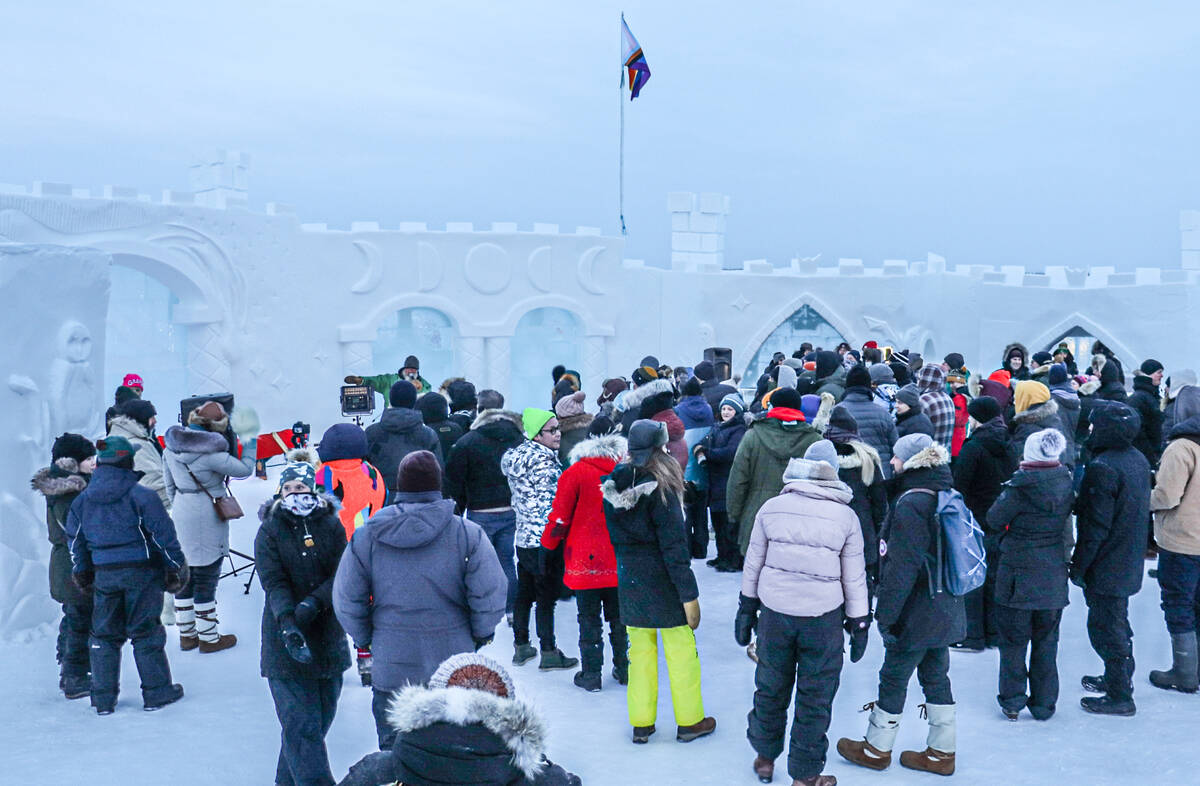 Anthony Foliot, the Snowking, addressing all the folks that made their way out to see the show. Ethan Butterfield/NNSL photo