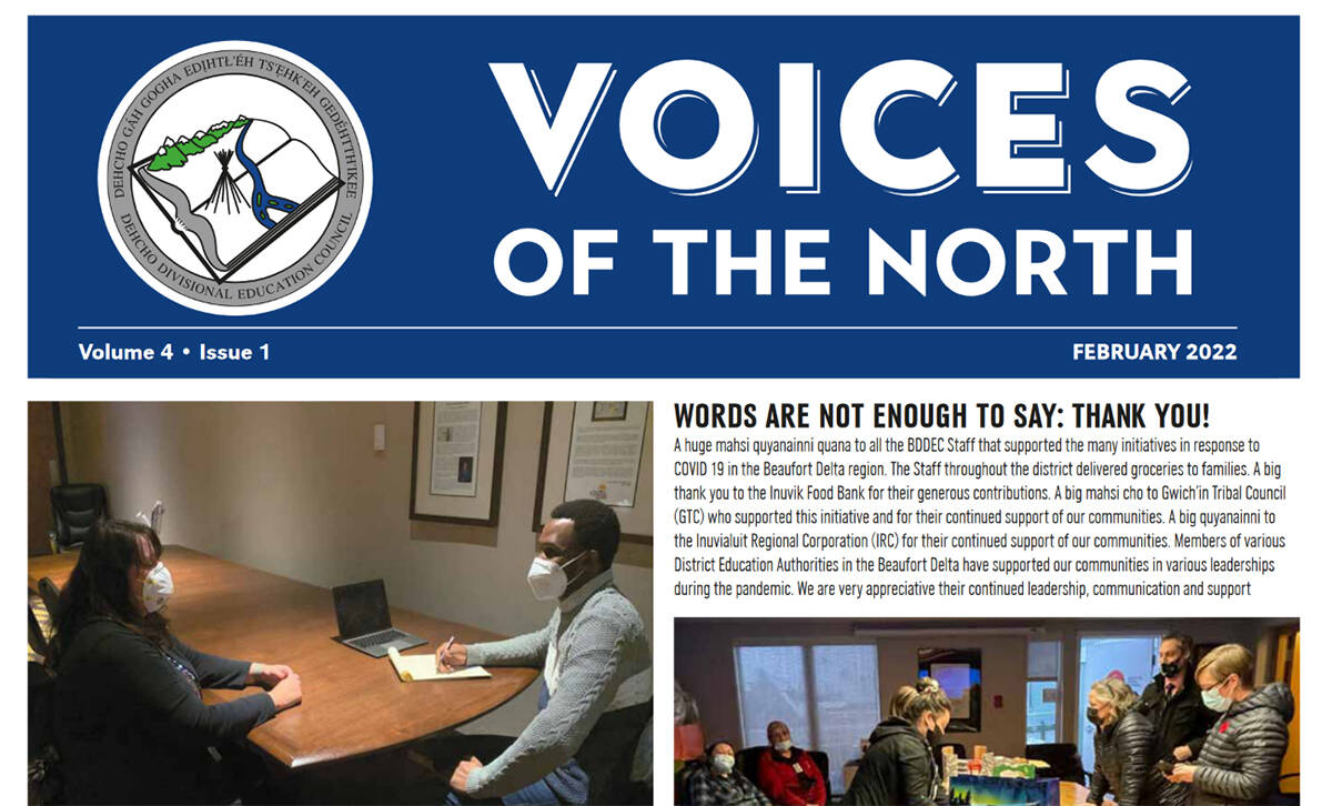 Voices of the North is a student newspaper published by the Dehcho District Education Council (DDEC), which the Beaufort Delta District recently joined as a partner in the initiative. The project lead, DDEC superintendent Philippe Brulot said he hopes to expand the paper to the entire Northwest Territories. Screenshot courtesy of DDEC