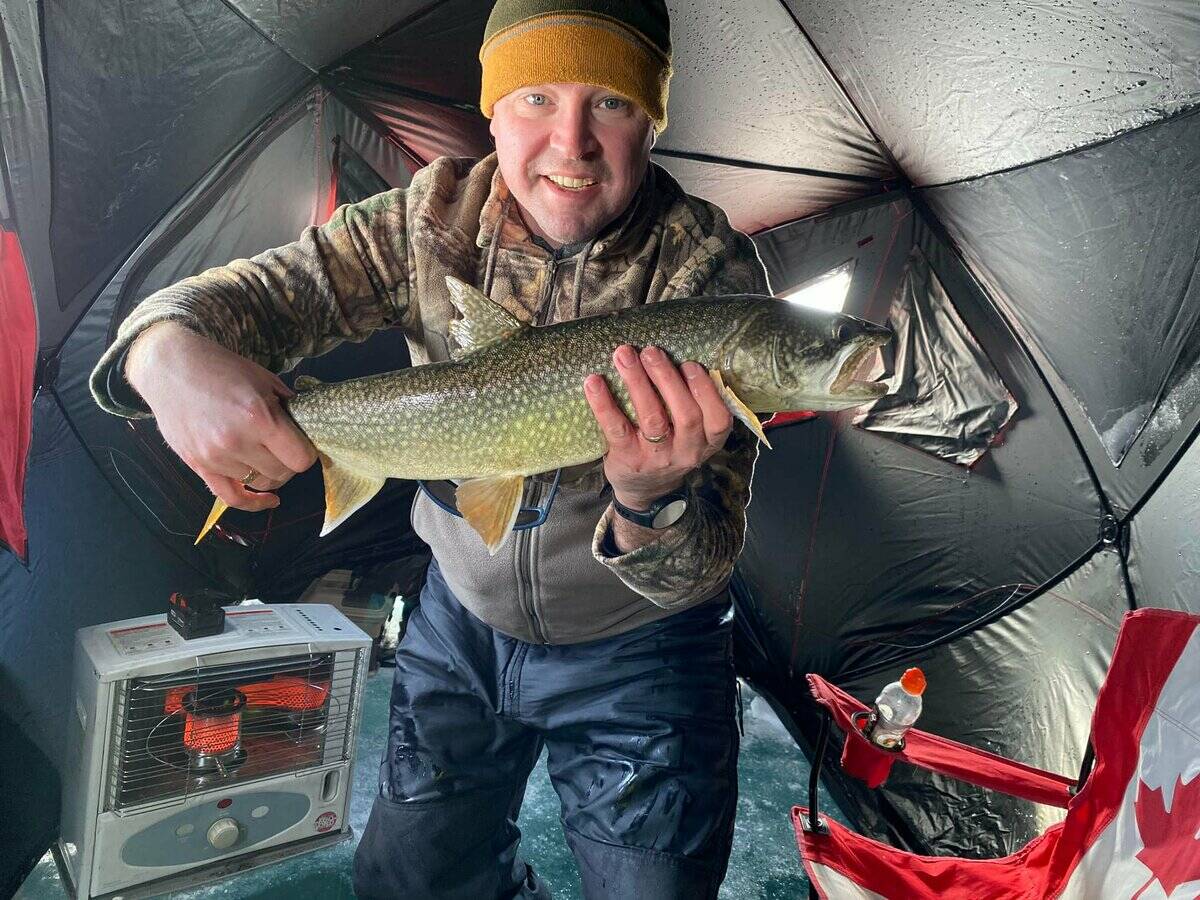 Murray Somers, who would placed third in the trout category of the fishing derby, holding his catch of the day. Photo courtesy of Murray Somers