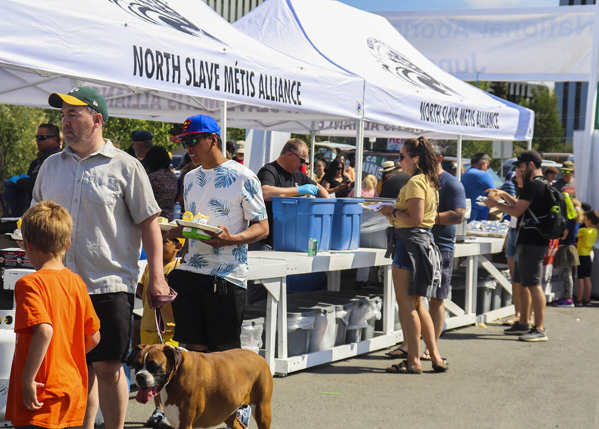 Residents were lined up around the block for a plate on Tuesday afternoon. Ian Down/NNSL photo