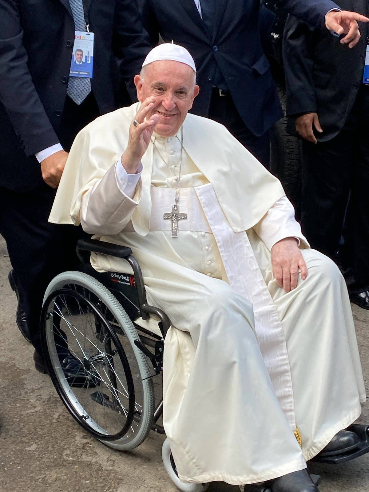 Pope Francis greets the crowds outside Sacred Heart Church in Edmonton on the afternoon of July 25. Margaret McKay/NNSL photo