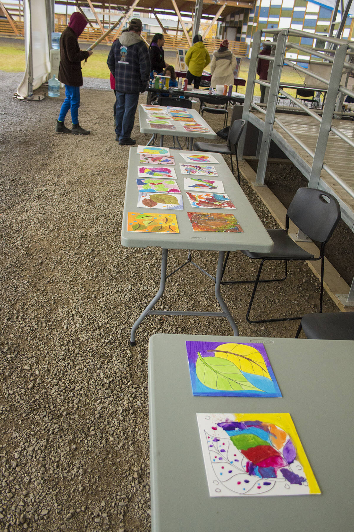 Paintings by youth as part of the Lift project, where local artist Tracy Blyth helped youth paint their favourite fall colours. Eric Bowling/NNSL photo