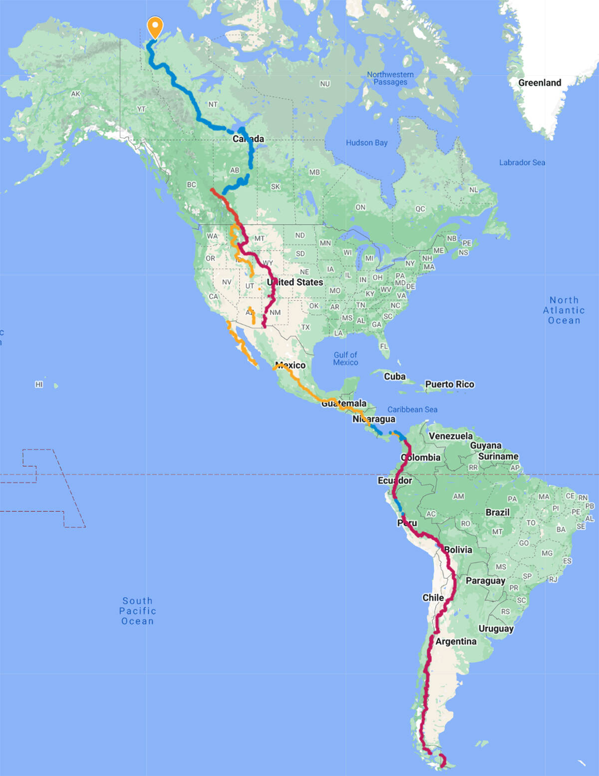 The complete route followed by Bethany Hughes and Lauren Reed over seven years. Photo courtesy of Bethany Hughes and Lauren Reed
