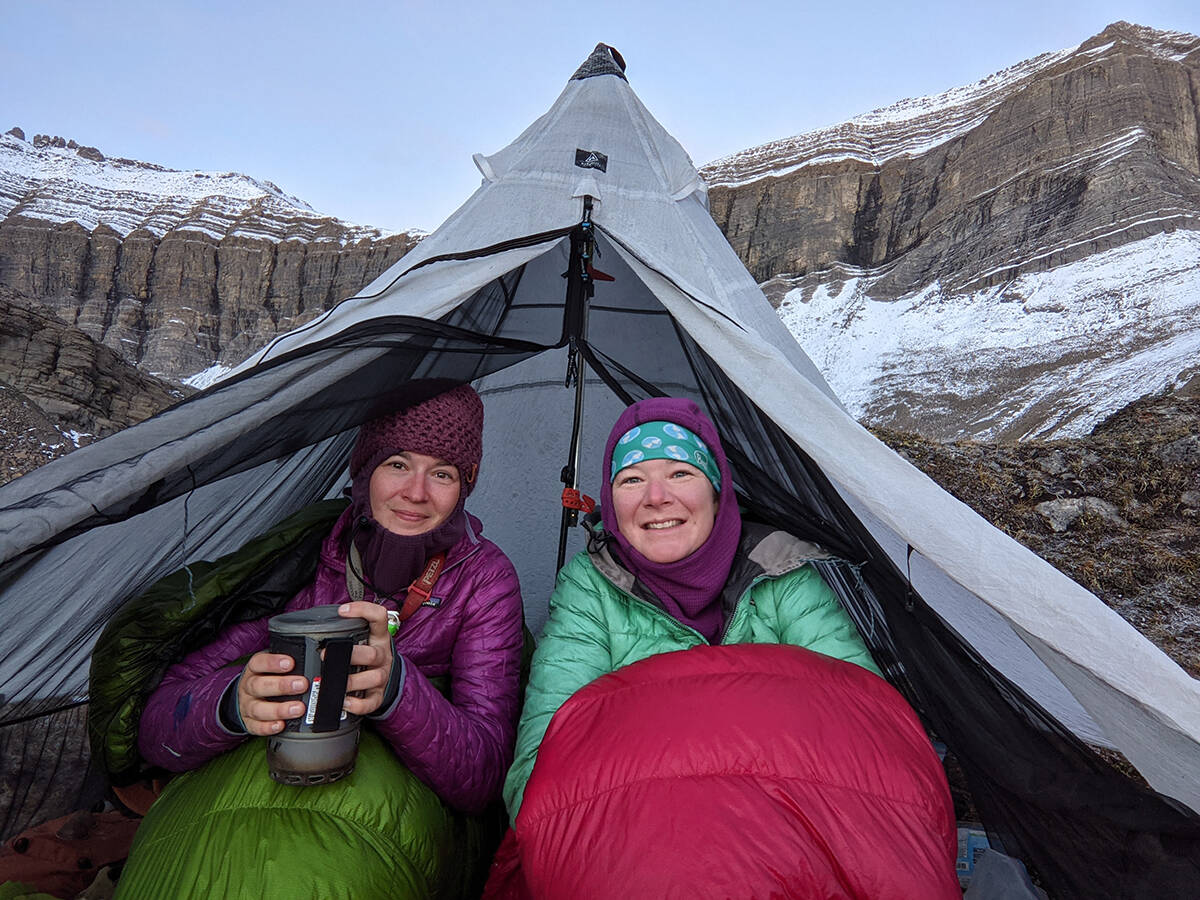 Bethany Hughes and Lauren Reed camp at High Point on the Great Divide Trail in Canada. Photo courtesy of Bethany Hughes and Lauren Reed