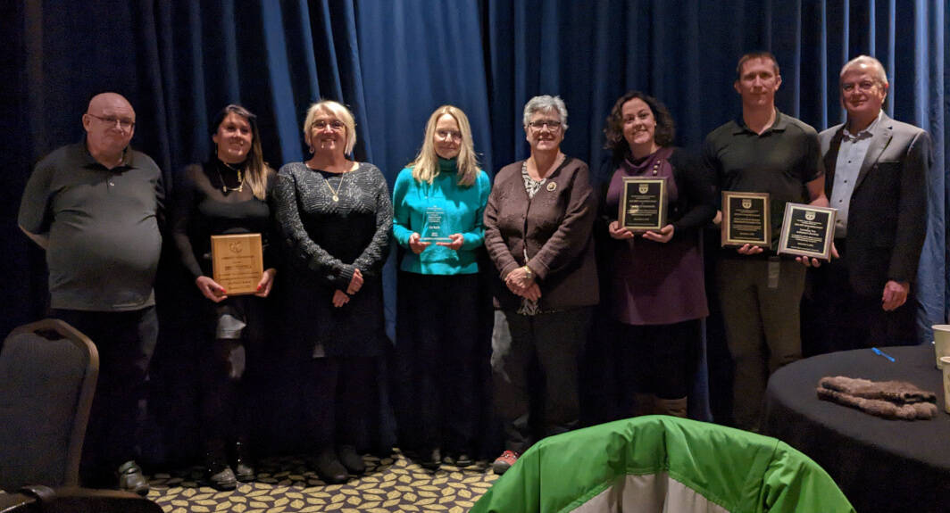 From left, Brian Carter, board chair of the NWT Disabilities Council; Emily Heeringa, volunteer for the NWT Disabilities Council; Denise McKee, executive director of the NWT Disabilities Council; Liz Baile, director of student services for Yellowknife Catholic Schools; Julie Green, minister of Health and Social Services; Rebecca Alty, mayor of Yellowknife; Richard Kresky, general manager of Canadian Tire on Old Airport Road; Charles Dent, chair of the NWT Human Rights Commission. Jonathan Gardiner/NNSL photo
