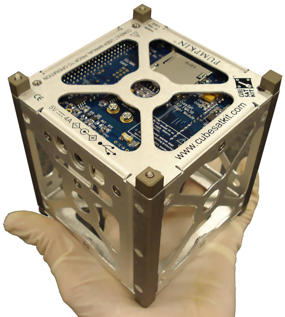                                             A CubeSAT sits in the palm of someone’s hand. Photo courtesy of European Space Agency          