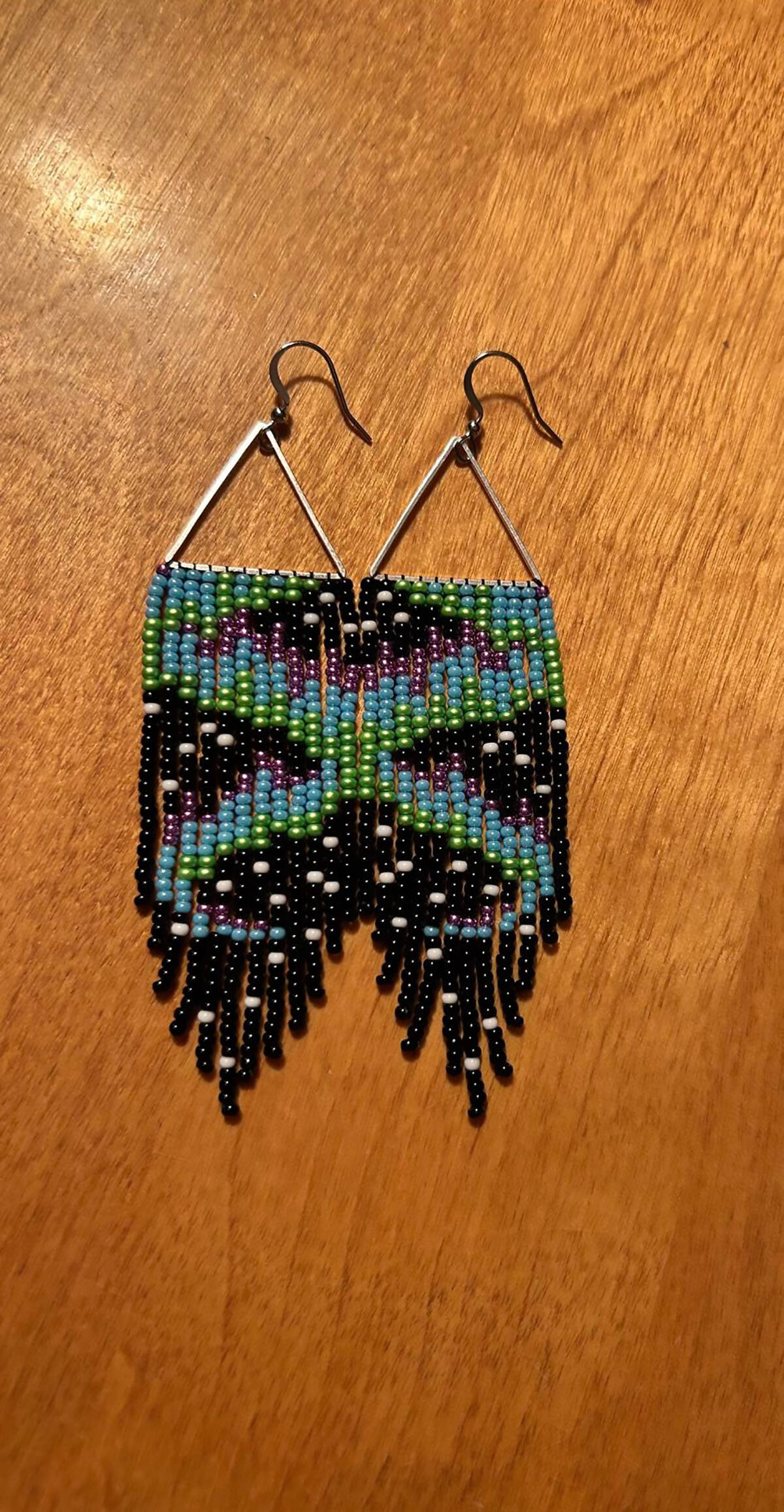 Northern Lights Earrings, by Janesta McLeod. Send your artwork to Inuvik Drum and we聮ll showcase it in this space in a future edition. Photo courtesy of Janesta McLeod