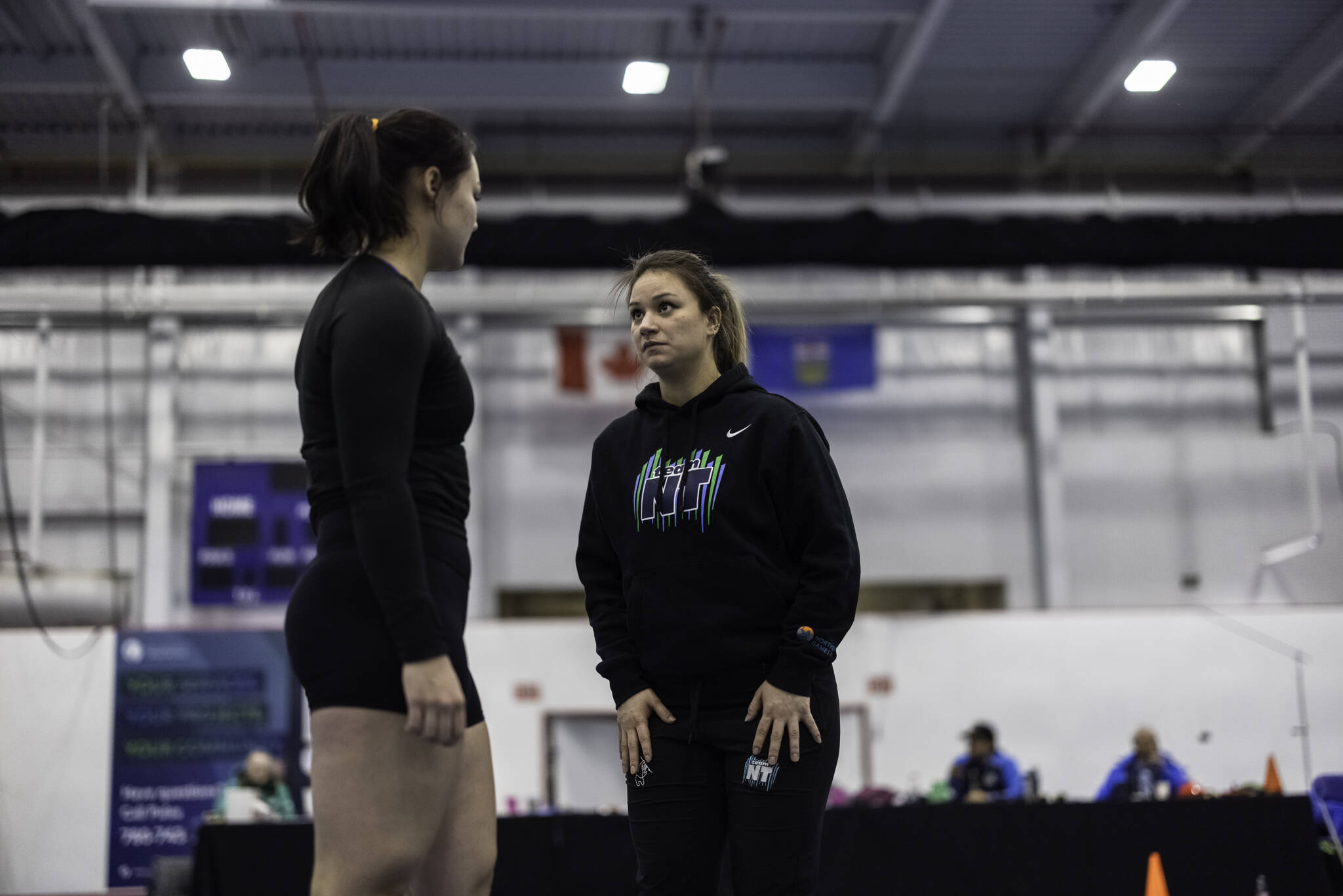 Danica Taylor takes advice from coach Veronica Leigh McDonald. Stewart Burnett/NNSL photo