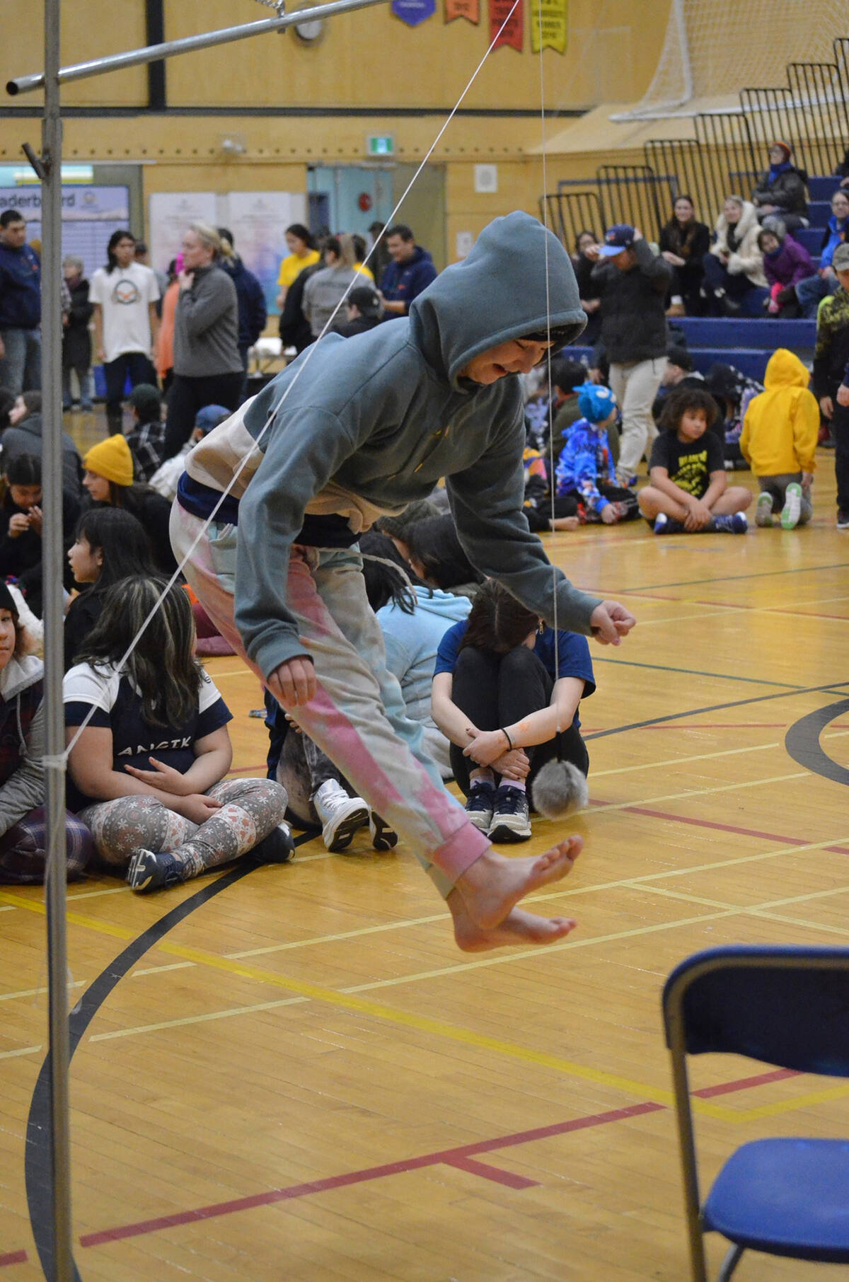 Our Youth of the Week is Corrine Kuptana, seen here performing a two-foot high kick at the Northern Games Championships in Yellowknife Feb. 10-12. Corrine was one of many athletes to make the trip down from Ulukhaktok to compete. James McCarthy/NNSL photo