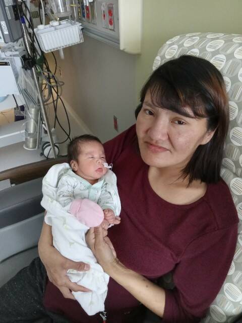 Sandra Drybones and her baby, Anna Drybones. Photo courtesy of Tyler Argue/Risk Control