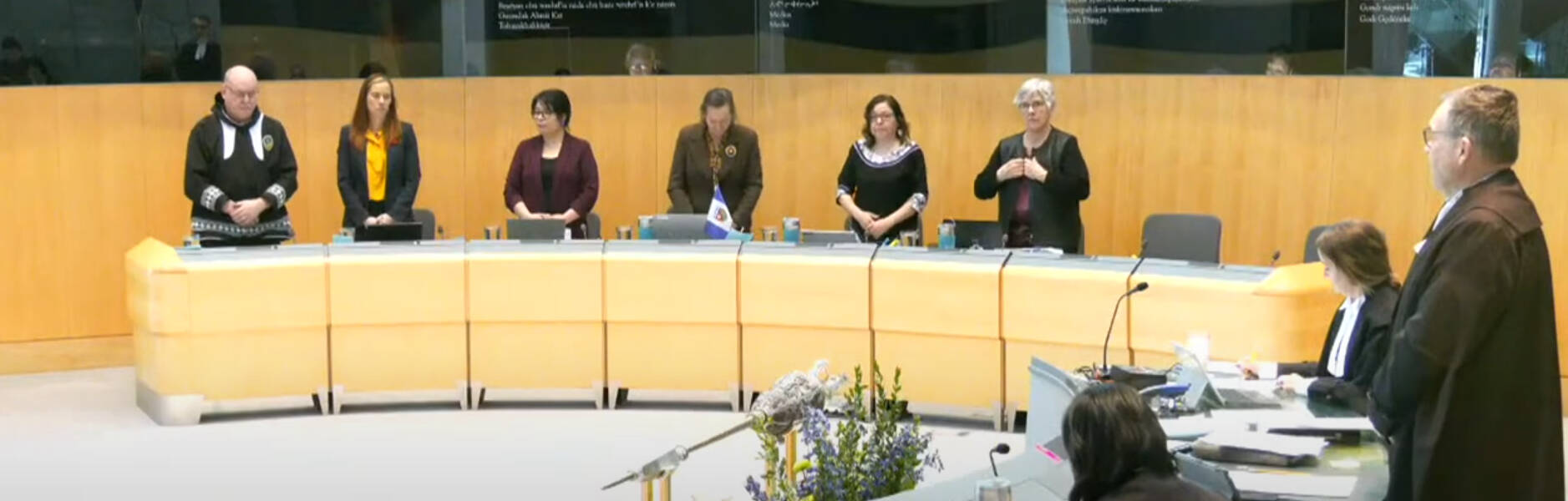 Cabinet ministers abstaining on a vote to provide housing arrears relief for community elders and residential school survivors: Shane Thompson (Nahendeh), Caroline Wawzonek (Yellowknife South), Paulie Chinna (Sahtu), Caroline Cochrane (Range Lake), Diane Archie Inuvik Boot Lake, Julie Green member (Yellowknife Centre).