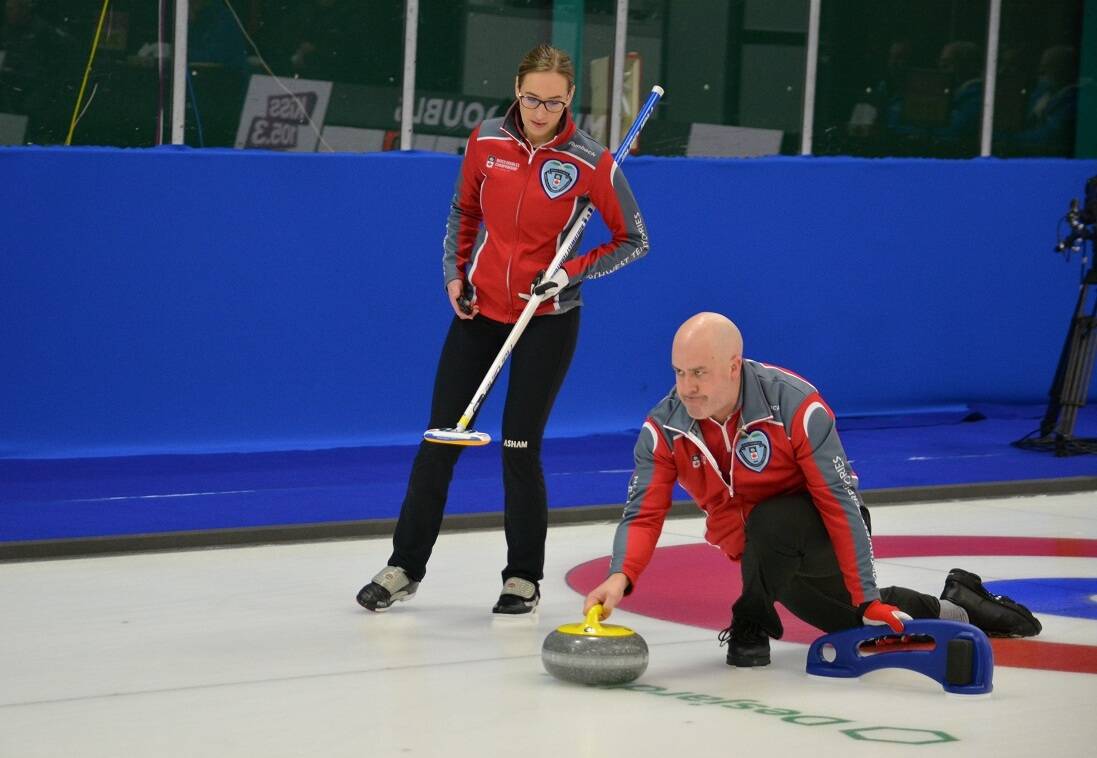 Double the fun on the pebbled ice for Jamie Koe and Margot Flemming