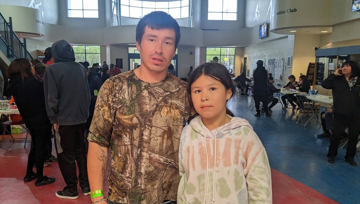 Harley Tambour and his daughter, Carley Fabian. Tambour has heard his home on reserve was destroyed by the fire. Jonathan Gardiner/NNSL photo