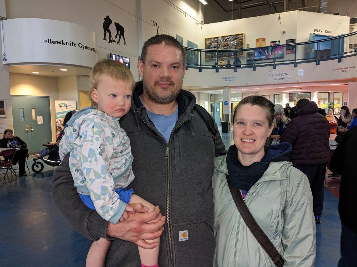 Alice Peters, left, Bradley Peters and Ang Peters drove overnight Monday to Yellowknife. Jonathan Gardiner/NNSL photo