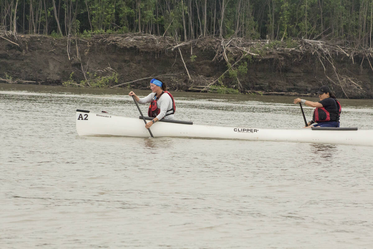 Pauline Frost and Nichole McDonald were on the water until 10:39 - that聮s 14-and-a-half hours of rowing. Eric Bowling/NNSL photo