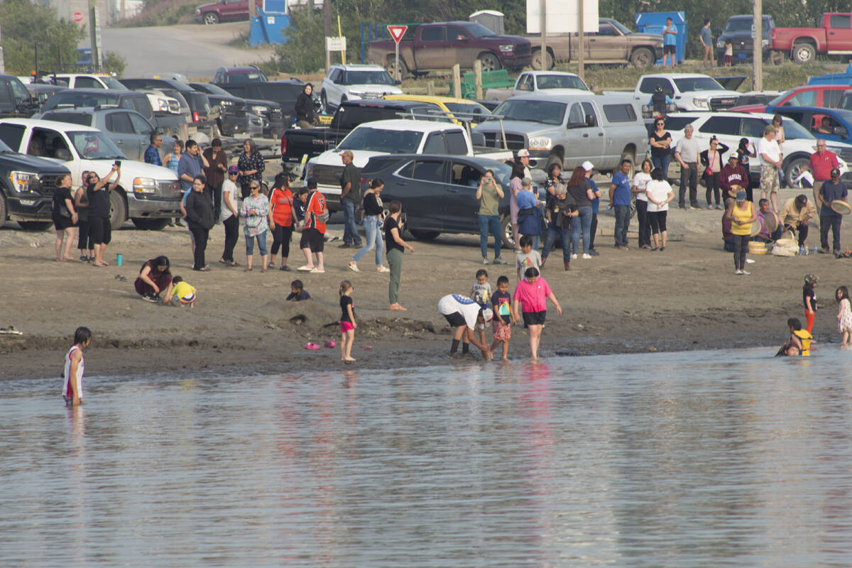 A large crowd came out to celebrate the racers as they made their way into Inuvik over night. The last team to make it in arrived at 6 a.m. the next morning. Eric Bowling/NNSL photo