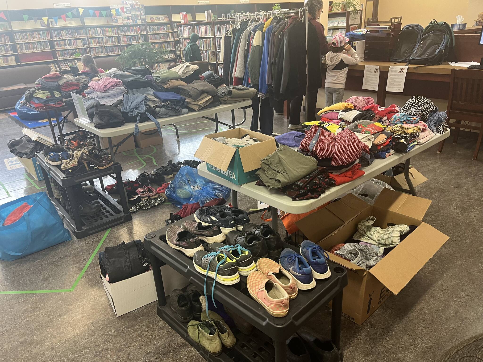 Over the past couple of weeks, Peace River Municipal Library has hosted its annual Wastenot Clothes Swap, an event that allows community members to donate lightly-used clothing and school supplies for those in need, including displaced NWT residents. Photo courtesy of Channing MacDonald