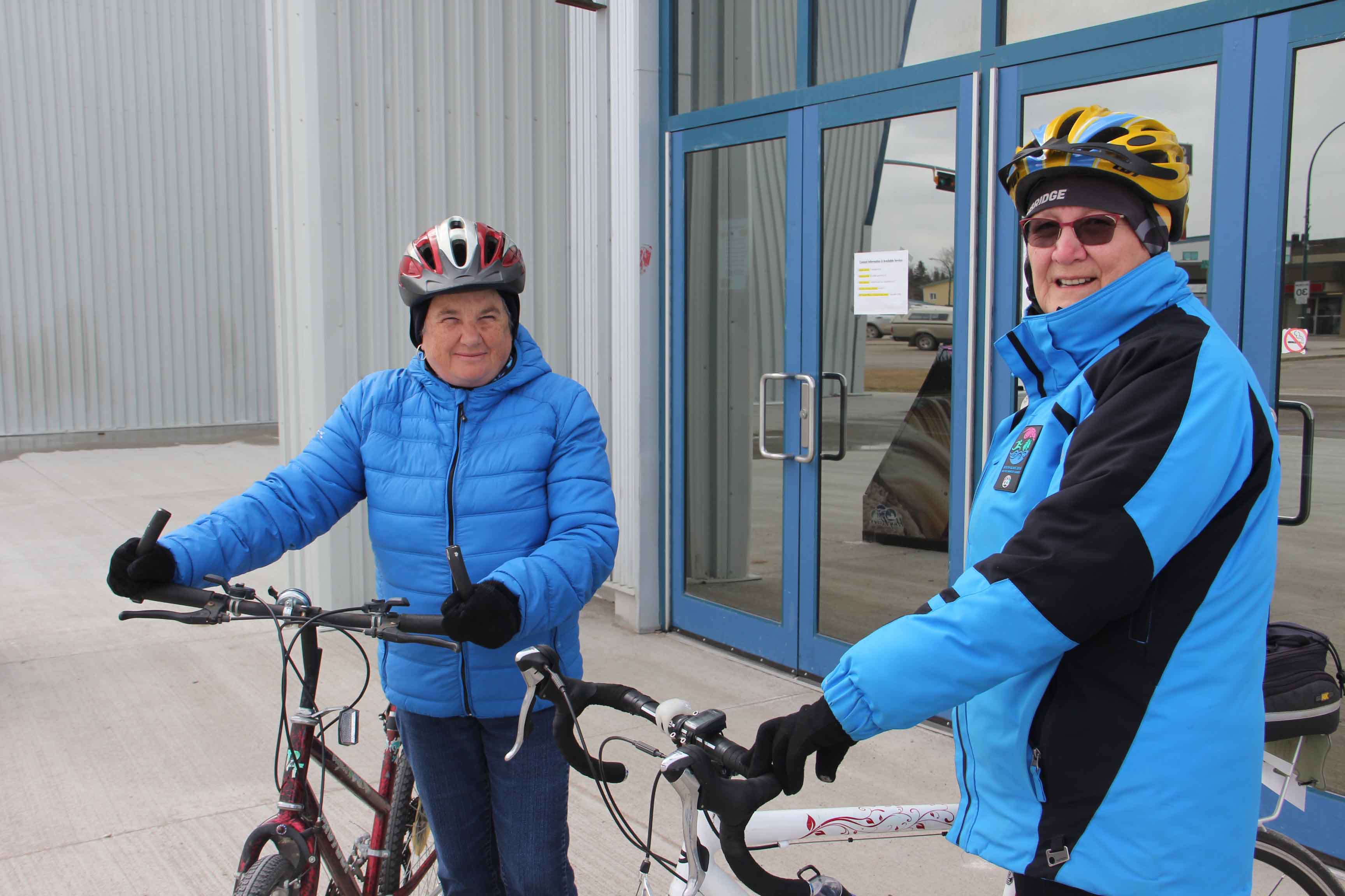 Nancy Makepeace, left, and Bonnie Crowther kicked of Women of Wheels in Hay River with a bike ride on May 1. Women on Wheels is set for each Wednesday of May. Paul Bickford/NNSL photo