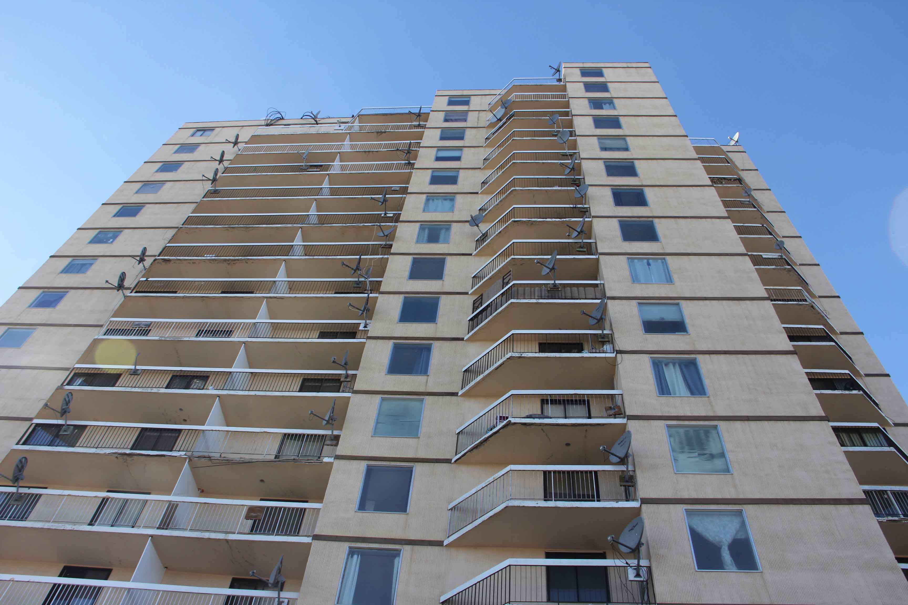 The Mackenzie Place highrise remains empty of tenants following a fire on the 11th floor on March 15. NNSL file photo