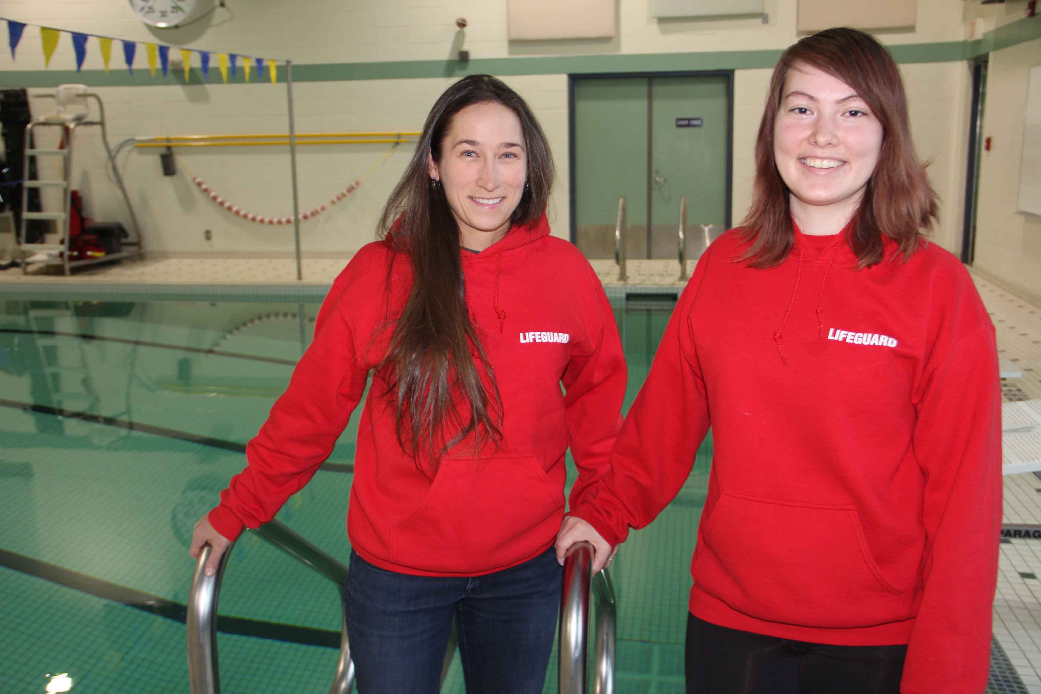 The staff at the Hay River Swimming Pool - including aquatics supervisor Ashley Coombs, left, and senior lifeguard Jesse Vogt - welcomed the reopening of the pool on March 9. Paul Bickford/ºÚÁϳԹÏÍø photo