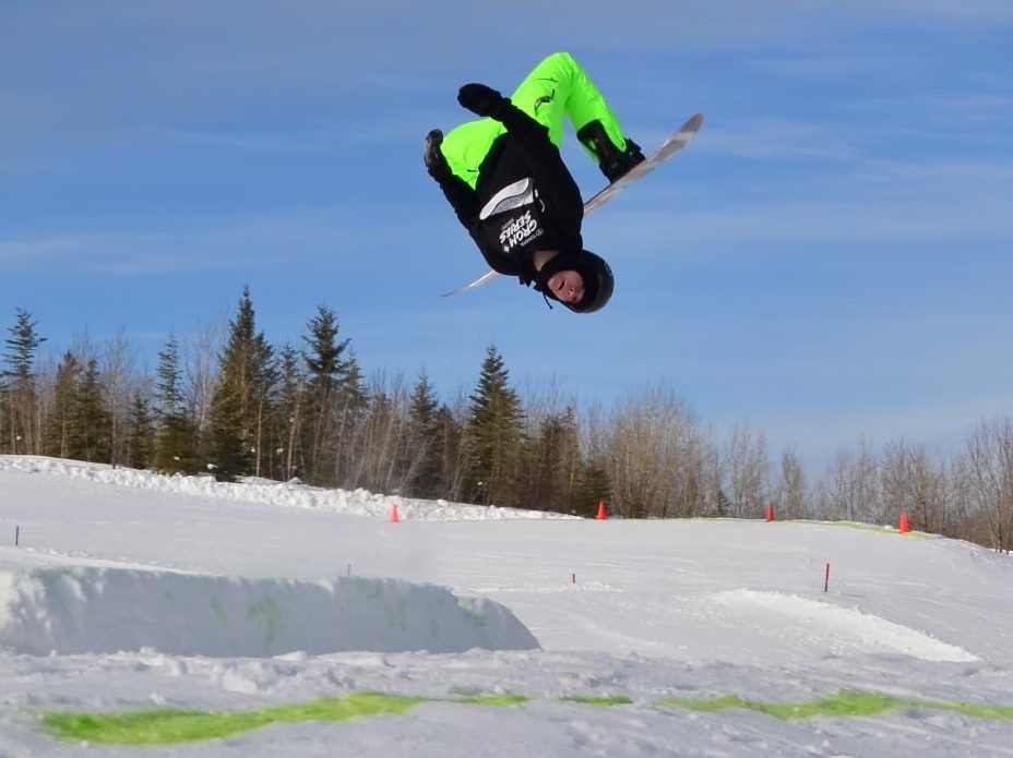 David Dragon of Yellowknife flies through the air with the greatest of ease during his run in the big air event as part of the NWT Snowboard Championships in Fort Smith on March 6. Photo courtesy of Marie-Pier Garant