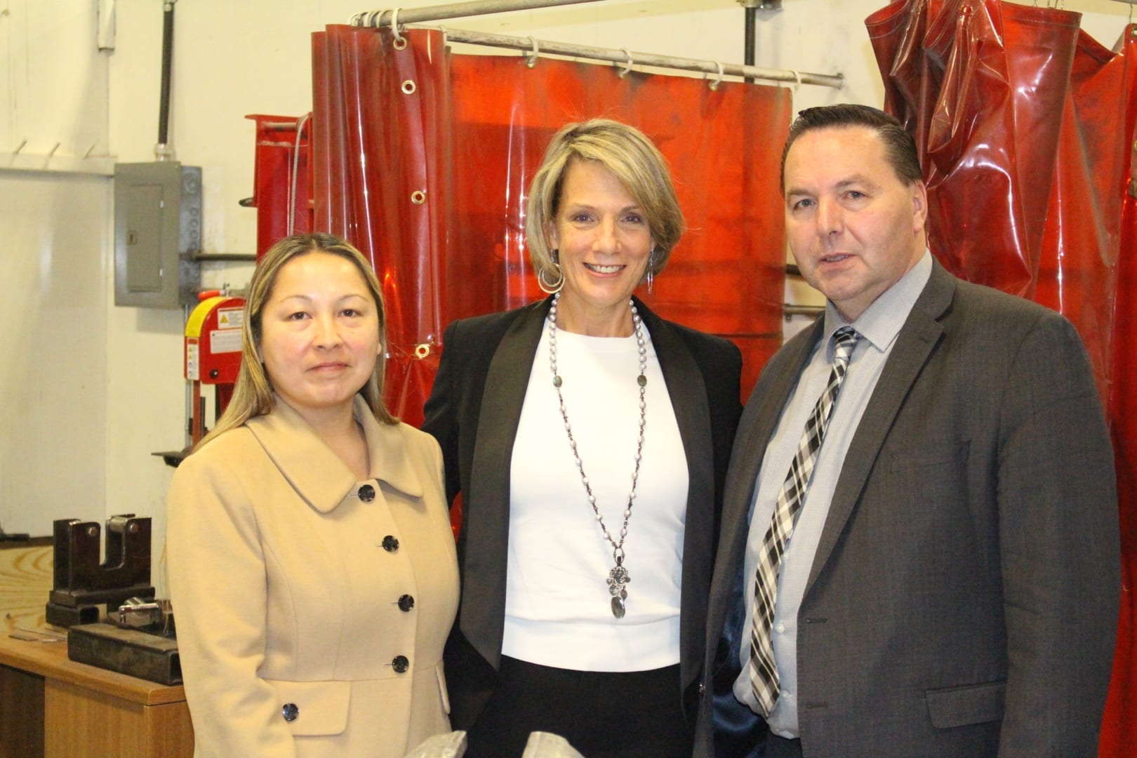 Winter Bailey, Nancy Ormen Lynen and Wally Schumann came to the Kimberlite Training and Career Centre to announce new scholarship funding for mining careers. Brett McGarry/NNSL Photo.