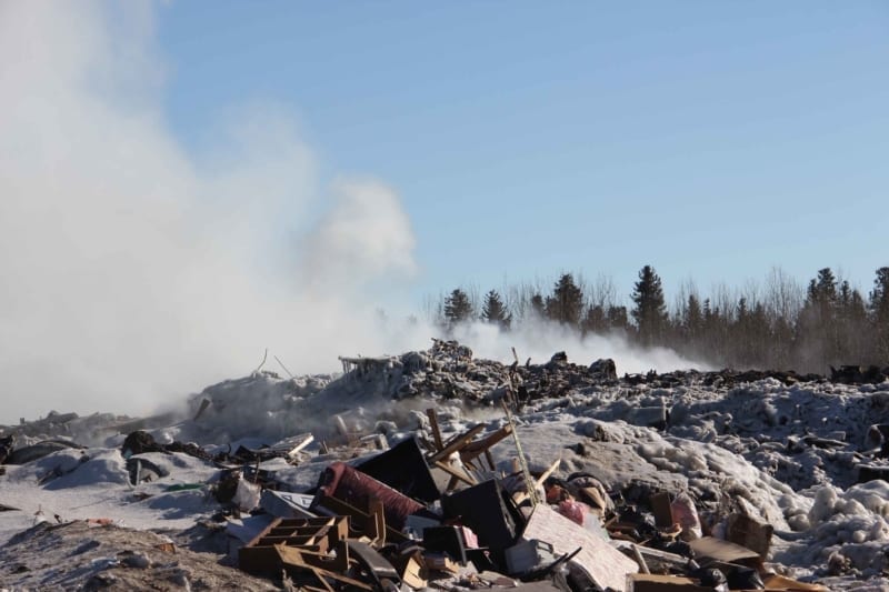 The fire at the Hay River landfill site, which began on March 3, was still burning as of March 16. Paul Bickford/ºÚÁϳԹÏÍø photo
