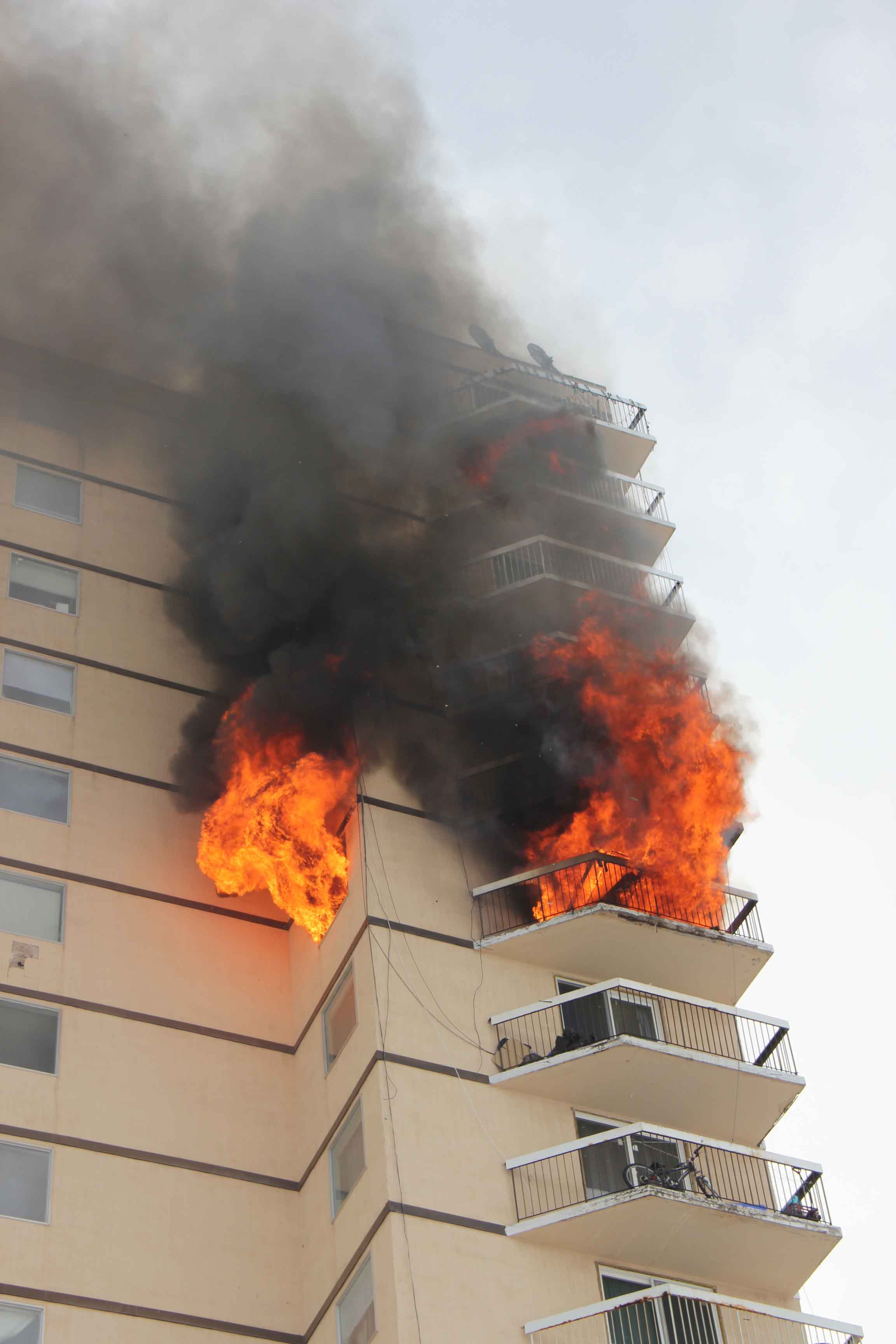 A fire broke out in an apartment on the 11th floor of Hay River's Mackenzie Place - commonly referred to as the highrise - on the afternoon of March 15. Paul Bickford/NNSL photo