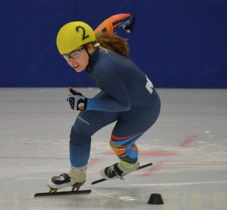 Wren Acorn, seen during the NWT Speedskating Championships earlier this month, finished ninth overall at the Canadian Junior Selection Meet in Sherbrooke, Que., last weekend. NNSL file photo