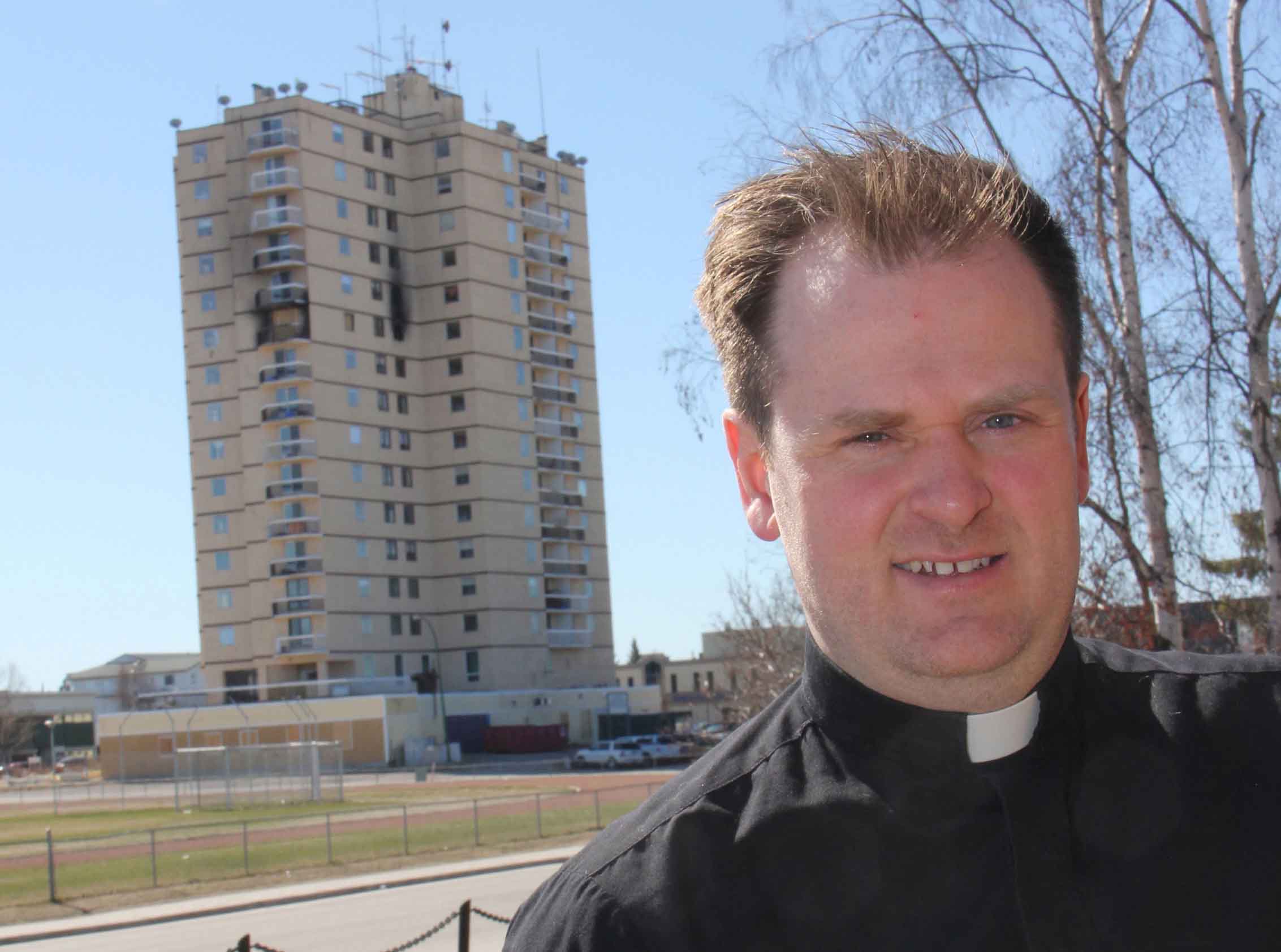 Rev. Francis Delaplain of St. Andrew's Anglican Church says a fundraising effort has basically wrapped up for people displaced by the March 15 fire at the Mackenzie Place highrise. Paul Bickford/NNSL photo