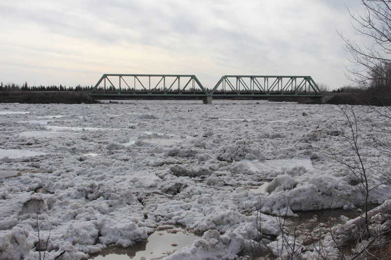                                             Ice from the spring breakup filled the Hay River under the West Channel Bridge on May 6. Paul Bickford/NNSL photo                            