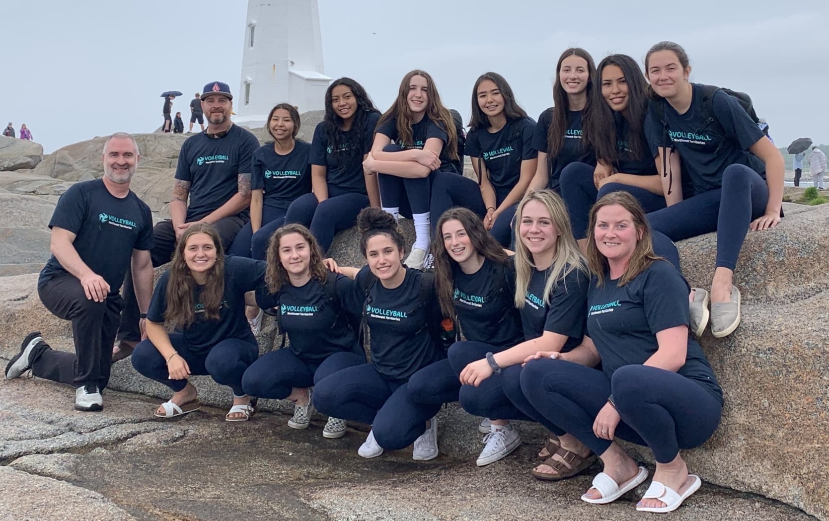 The Western Canada Summer Games girls volleyball team wrapped up their time in Halifax at the Canada Cup this past Sunday, where they ended up 12 th overall in Division 2. They are, front row from left, head coach Darren Horn, Brianna Brenton, Ashley Matesic, Emily Carroll, Katie Genge, Jennifer Lalonde and assistant coach Reilly MacNeil; back row from left, assistant coach Mike Thompson, Tanisha Steinwand, Jackie Ramirez, Brianna Helyar, Allana Zettler, Kierra McDonald, Kyra McDonald and Katherine Smallwood. photo courtesy of Darren Horn