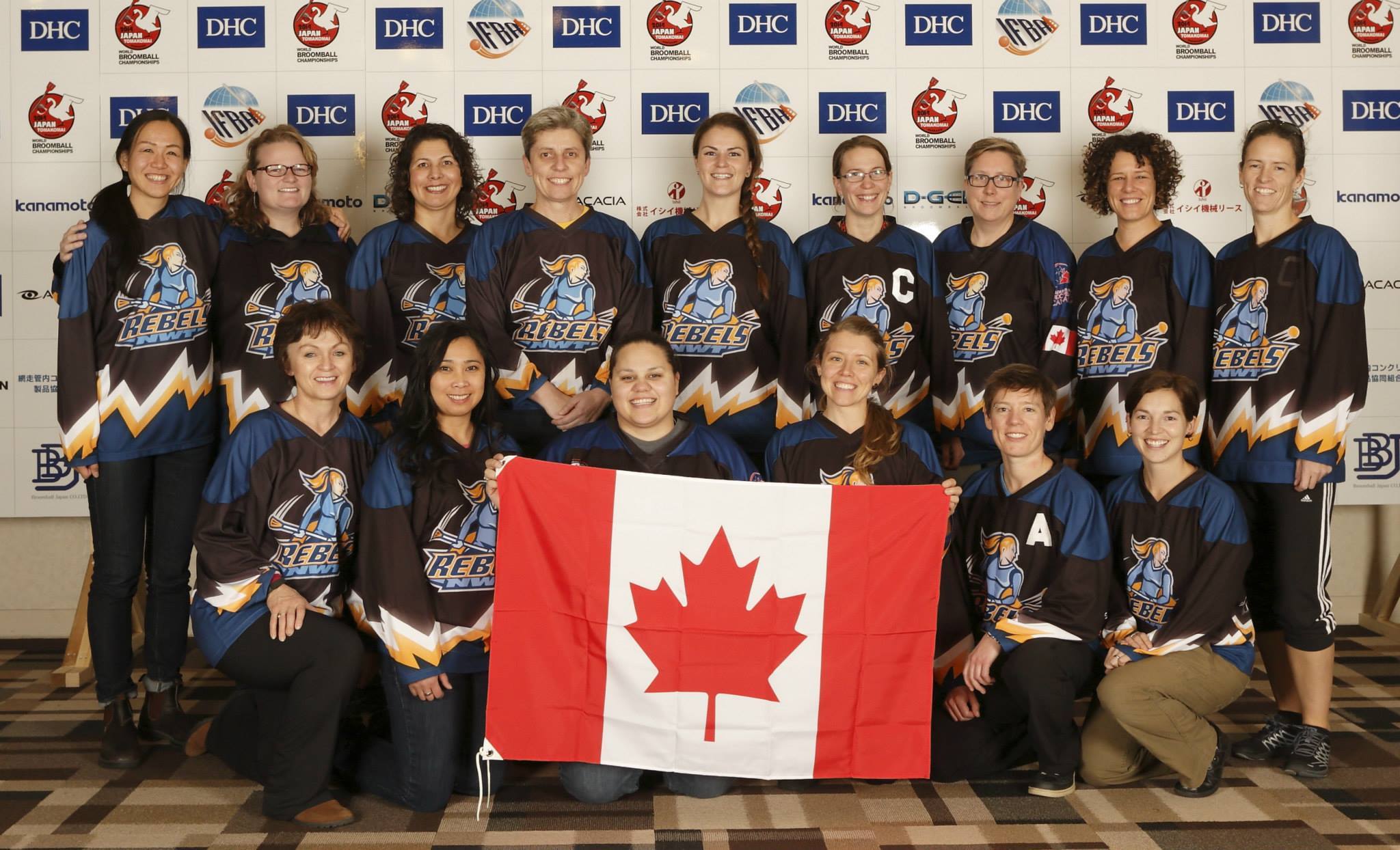 The 2014 edition of the NWT Rebels women's broomball team won the World Women's Broomball Championship that year and are the top seeds for the Greatest Of All Time bracket tournament. The champs are, front row from left, Denise Pyke, Grace Lau-a, Kyra Powder, Sarah Elsasser, Danielle Hawes and Terri-Lynn Locke-Setter; back row from left, Aki Iwase, Angela Love, Janelle James, Adriana Zibolenova, Orla Tobin, Jenny Crawford, Martha Goodman, Brenda Tittlemier and Tina Locke-Setter. photo courtesy of NWT Rebels