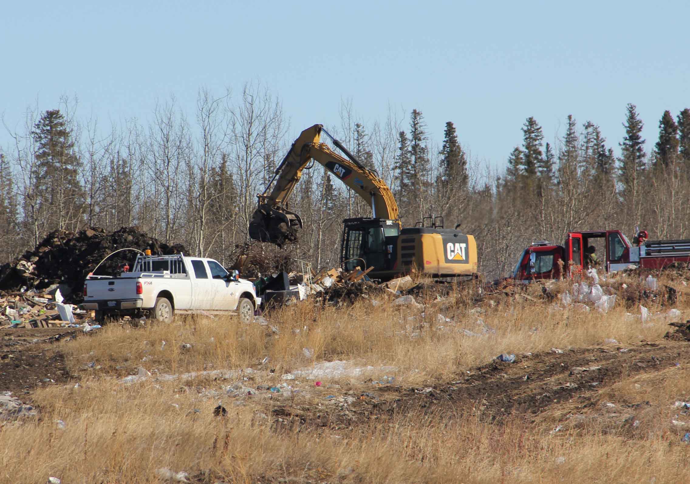 Almost no smoke could be seen on March 22 from the fire at the Hay River landfill site. However, efforts continued to completely put out the fire that was first noticed on March 3. Paul Bickford/NNSL photo