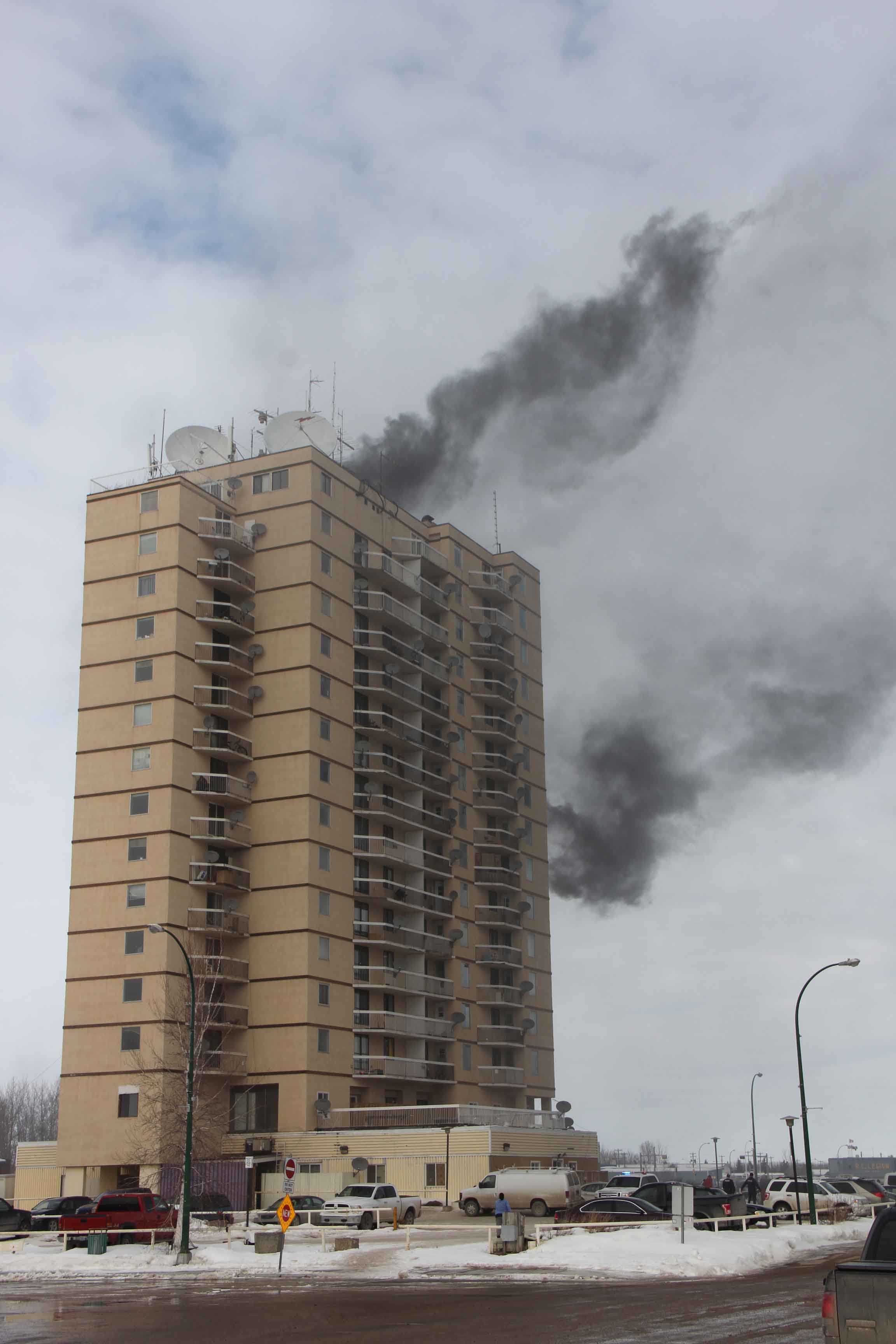 Hay River is still dealing with the aftermath of a March 15 fire on the 11th floor of the Mackenzie Place apartment building. No residents are currently living in the structure and it is uncertain when they may return. ºÚÁϳԹÏÍø file photo