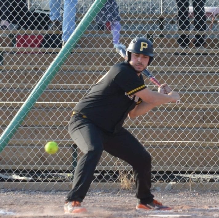 John Whitford of the Fire Prevention Prospectors watches a pitch come in during an at-bat in the final of the Yk Fastball League's 2019 playoff tournament at Tommy Forrest Ball Park. Softball was one of the sports that can begin playing under restrictions after phase one of Emerging Wisely was put into place by Dr. Kami Kandola on May 15. NNSL file photo