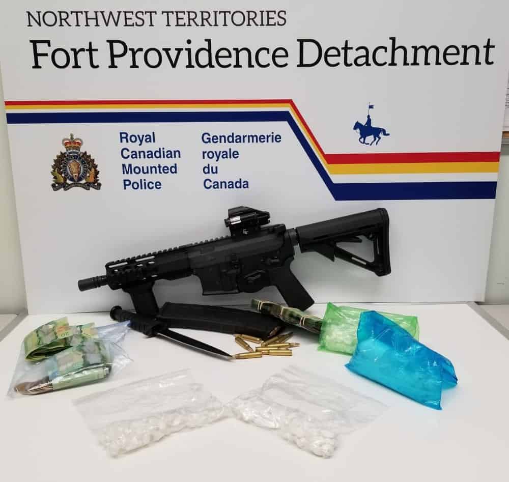 Guns and drugs were seized in a traffic stop in Fort Providence last weekend. Photo courtesy of RCMP G division