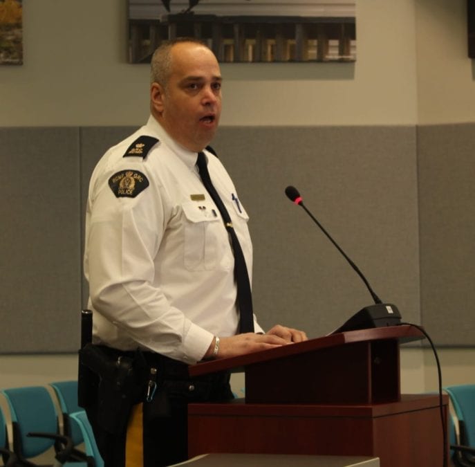 Inspector Alex LaPorte delivered a list of crime statistics to council from the month of January. Brett McGarry/NNSL Photo
