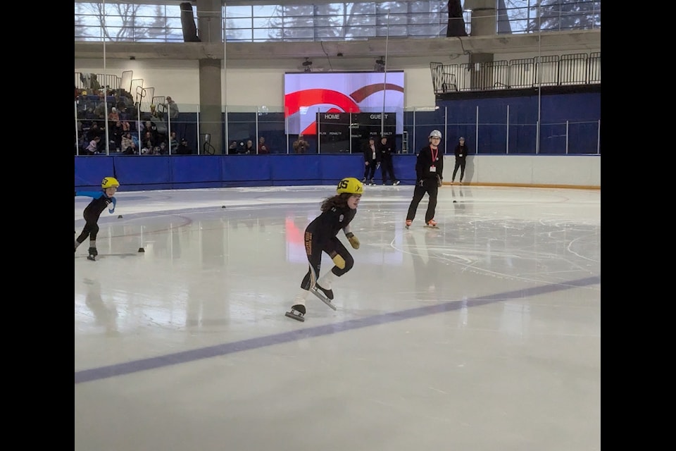 Jayde Allen, 9, was one of six skaters from Fort Simpson to represent the NWT at the recent RU Fast short-track speed skating competition in Calgary. Allen improved her time in the 400-metre event by a whopping 22 seconds. Photo courtesy of Madison Pilling