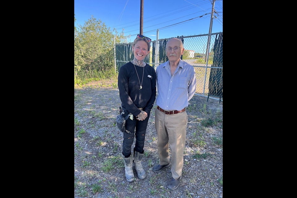 Our Tourist of the Week is Kalen Thorien, seen here with Mayor Clarence Wood. Kalen passed through Inuvik as part of her quest to travel the Dempster Highway to Tuktoyaktuk. She's been camping the whole way and wanted to highlight how friendly both local residents and fellow travellers have been around town.