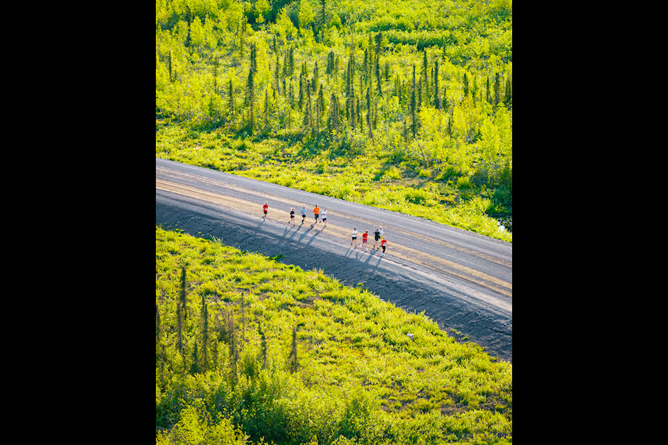 Inuvik's incredible greenery is on display as racers make their way along Marine Bypass Road.