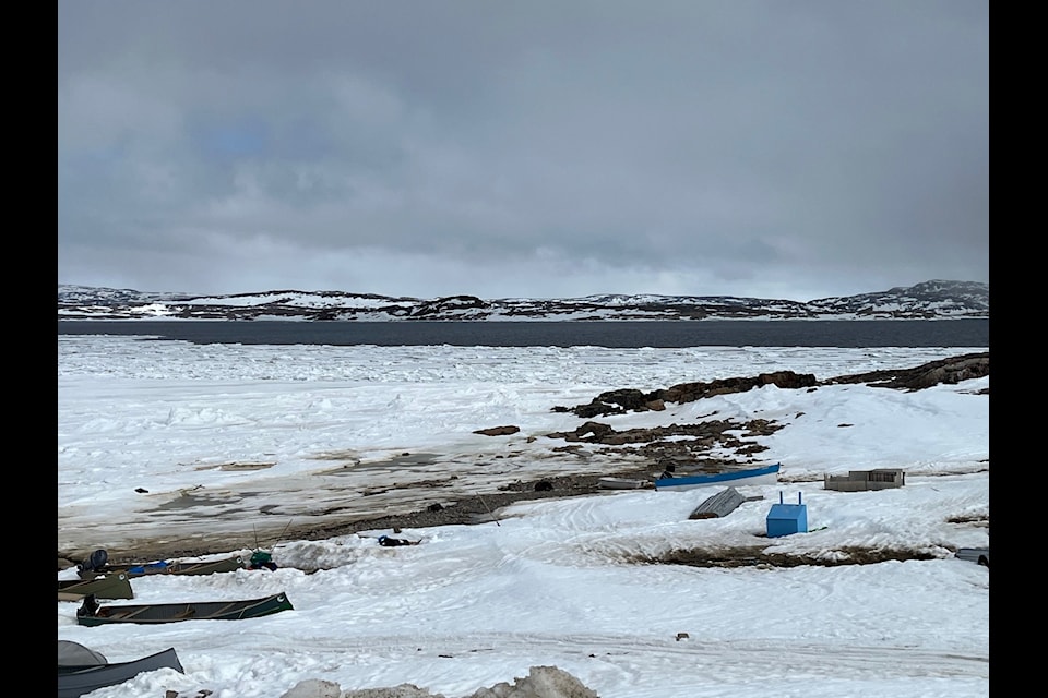 The ice floe as seen from Kinngait Studios in Kinngait.