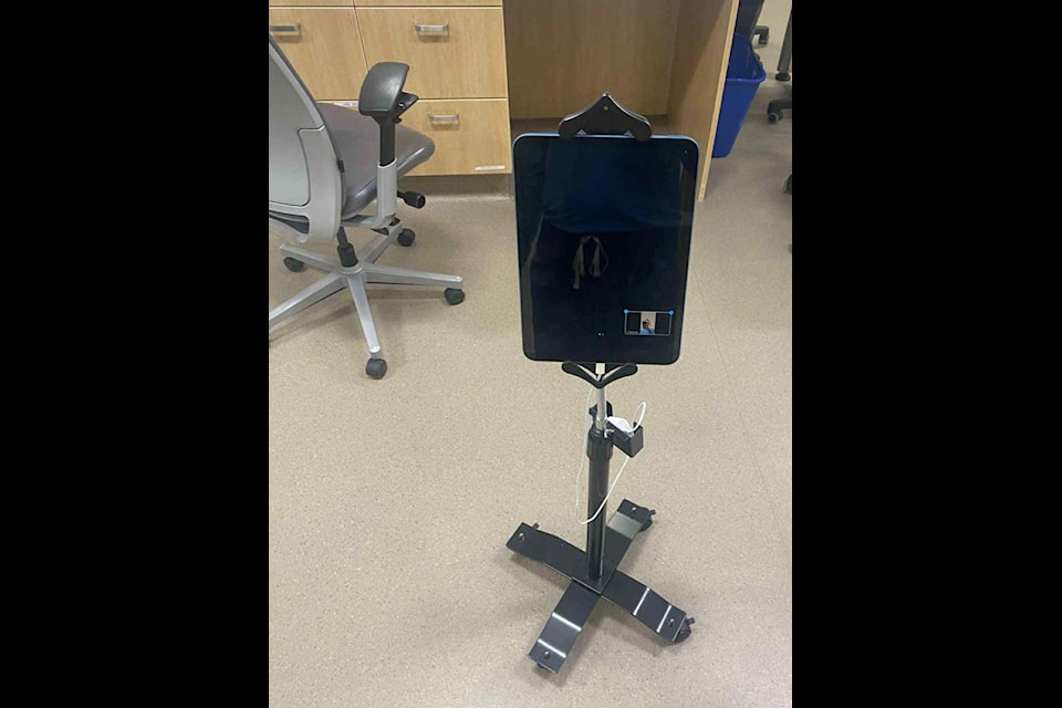 An electronic pad at Stanton Territorial Hospital. If staff shortages among doctors become severe enough, the NWT Health and Social Services authority is examining the possibility of using virtual care in the Yellowknife emergency room. Contributed photo