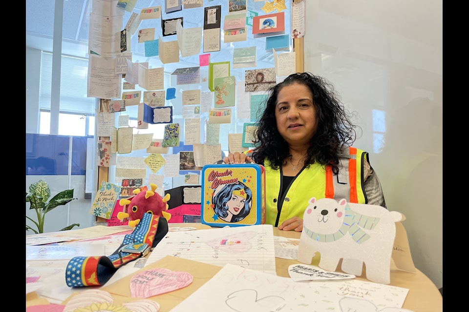 Dr. Kami Kandola's wall of gratitude started in 2020, she said, when she began getting cards thanking her for her work during the Covid-19 pandemic.