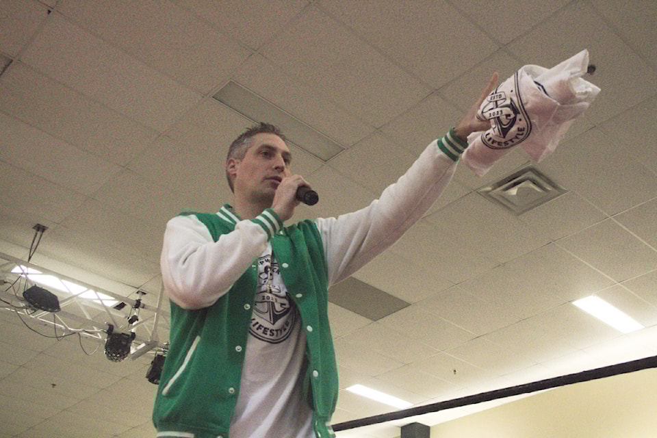 Referee Devin Shipwreck welcomes the crowd and wonders aloud who will be the next Totally Arctic Wrestling superstar?