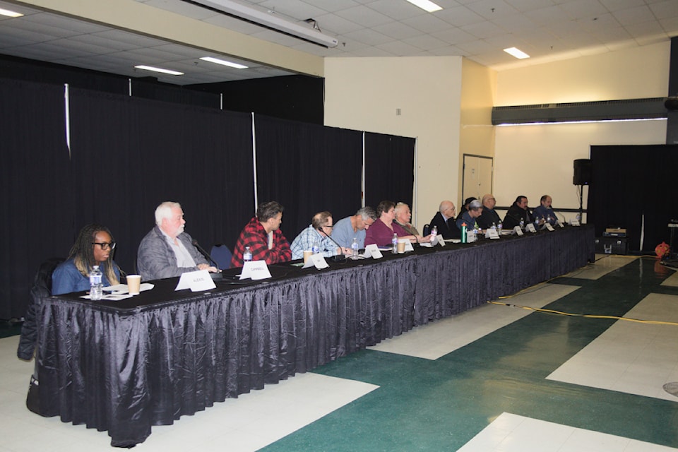 Candidates for seats on Inuvik town council and Mayor take a question during an all candidates forum hosted by the Town of Inuvik and Inuvik Drum. Candidates took questions from voters for over an hour as the Oct. 21 election day came ever closer.